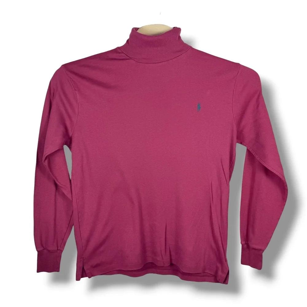 Vintage Polo Ralph Lauren Turtleneck Men L Maroon Green Pony USA Made Holiday